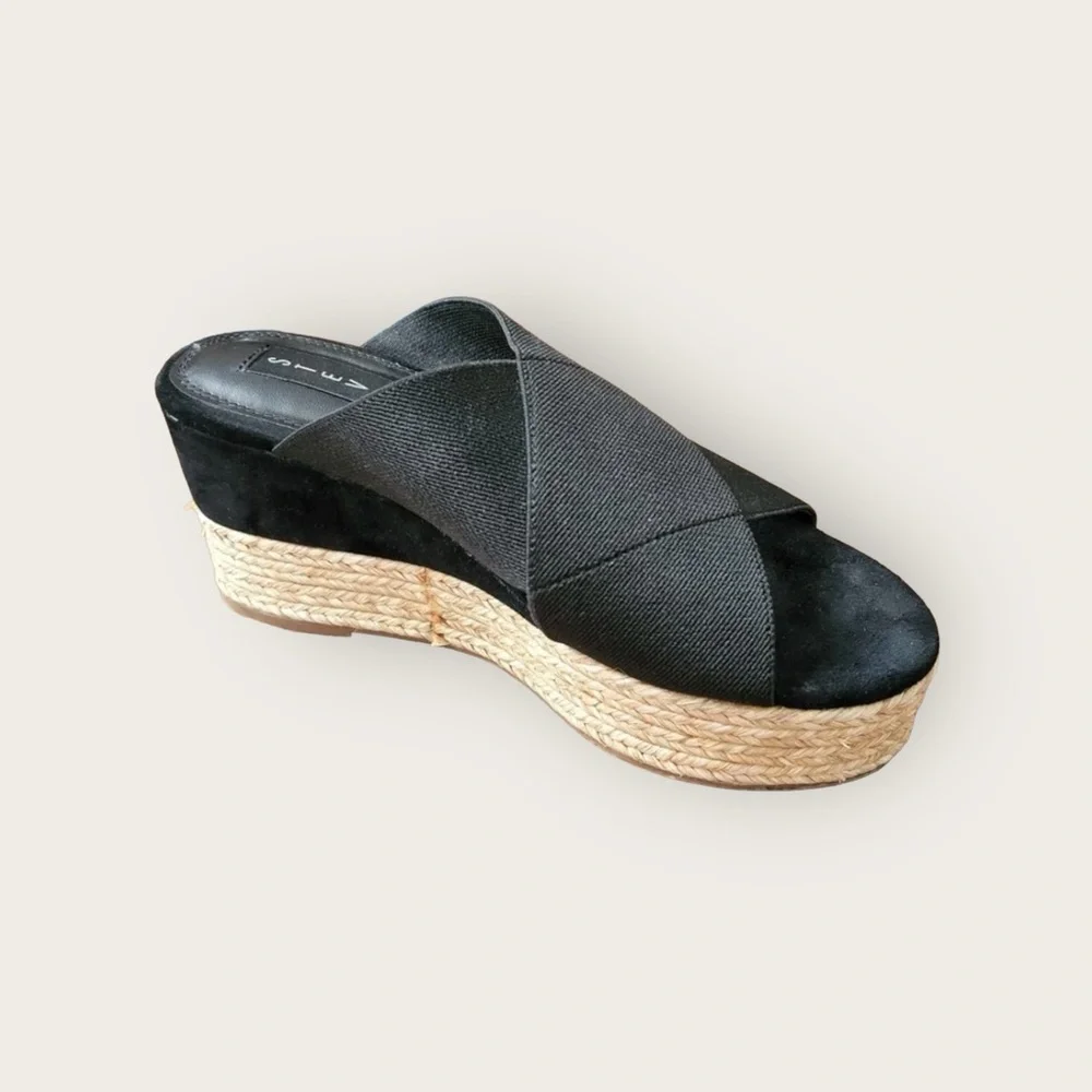 Steven‎ by Steve Madden Kaycee Black Fabric Espadrille Sandals Size 9.5